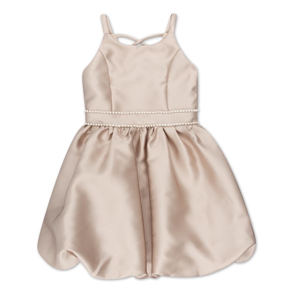 Speechless Girls Satin Pearl Waist Formal Dress in Blush